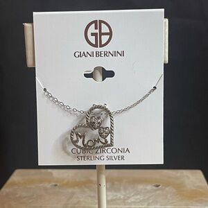 #111 - Brand New Giani Bernini Sterling Silver Heart & Mom Pendant